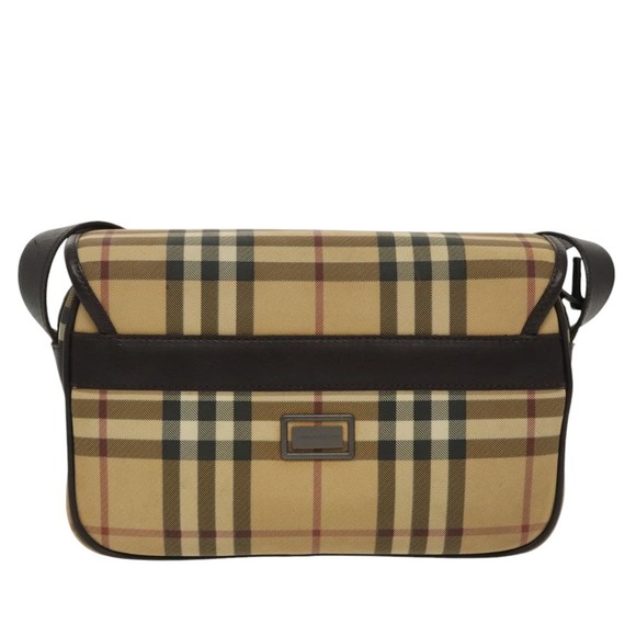 BURBERRY Nova Check Shoulder Bag PVC Silver Beige Auth 99326 - Picture 2 of 16